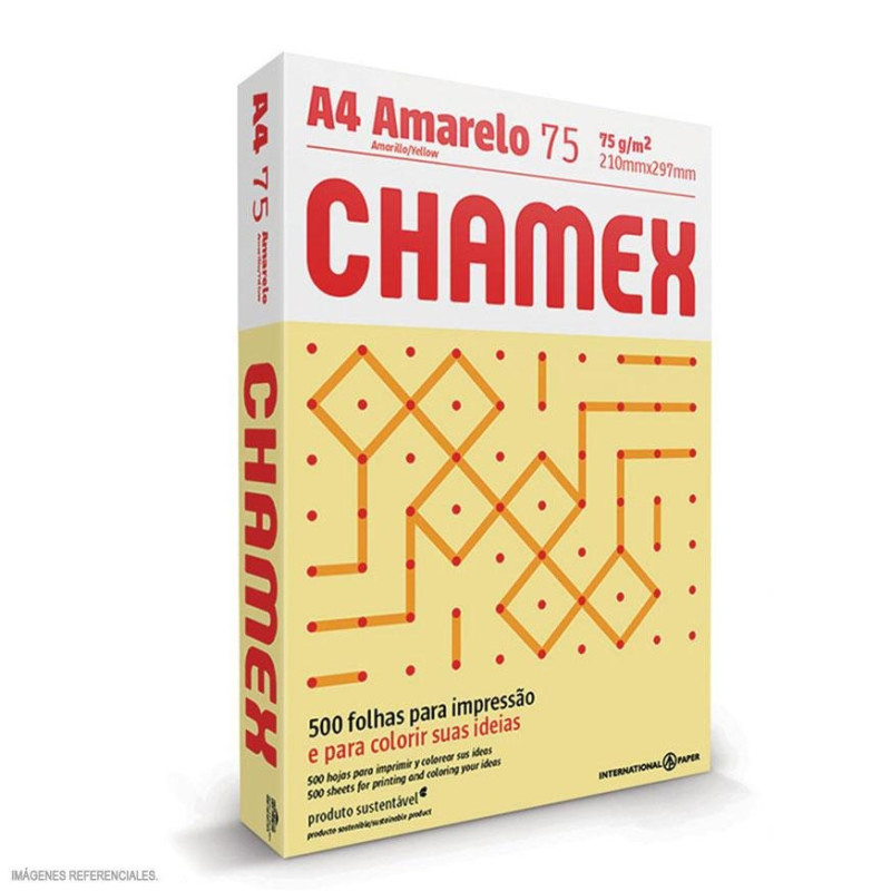 PAPEL BOND A4 75 GR AMARILLO CHAMEX